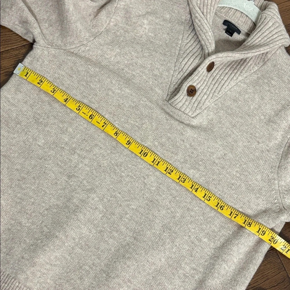 J. Crew Tan 100% Lambs Wool Shawl Collar Turtleneck Sweater Size Large